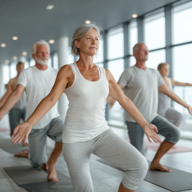 Grupuri seniori yoga în parc